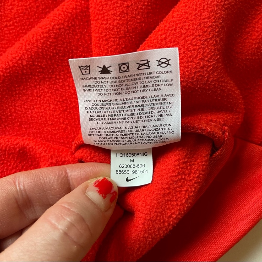 Nike Dri-Fit Swoosh Hoodie - Hot Red & Fleece Lined - Size Medium - Picture 12 of 12